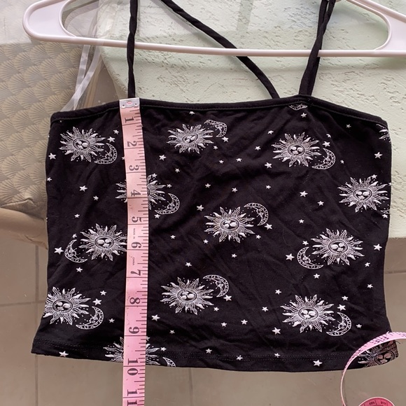 Celestial Sun Moon And Star Asymmetrical Crop Tank Top - Picture 4 of 5